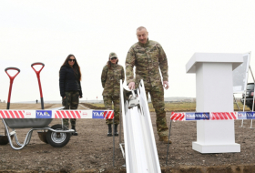  Le président Ilham Aliyev pose la première pierre de l'autoroute Fuzouli-Choucha et d'un aéroport - VIDEO/PHOTOS
