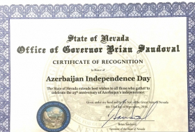 18 octobre proclamé le Jour de l`Indépendance de l`Azerbaïdjan à Montana