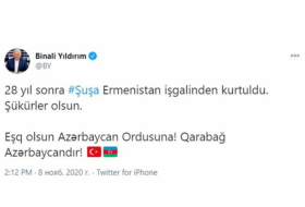   «Vive l'armée azerbaïdjanaise!», Binali Yildirim  