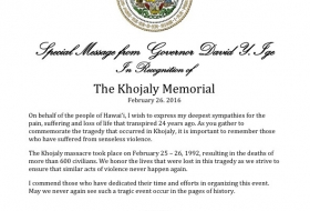 Le suivant État américain d`Hawaii a condamné le massacre azerbaïdjanais de Khodjaly - FLASH
